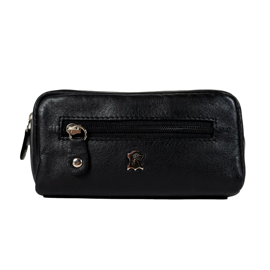 Schwarz Schlüsseltasche aus echtem Leder und zwei Riemen